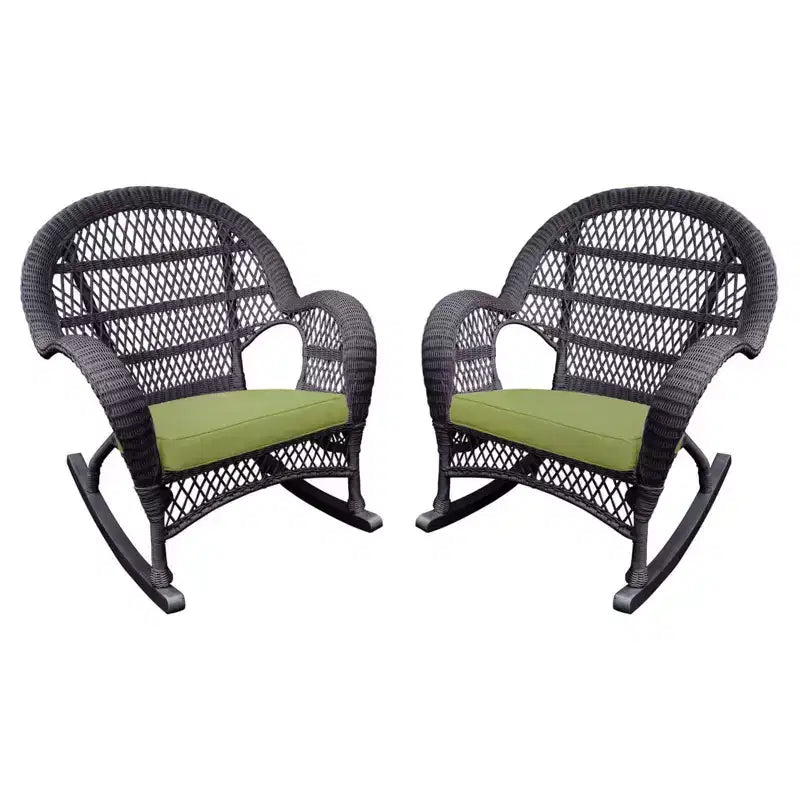 HomeStock Wicker Rocker Chair with Cushion - Set of 2