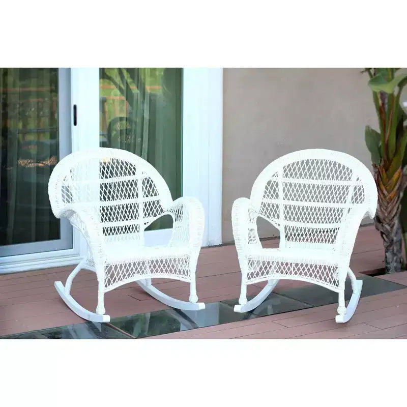HomeStock Wicker Rocker Chair with Cushion - Set of 2