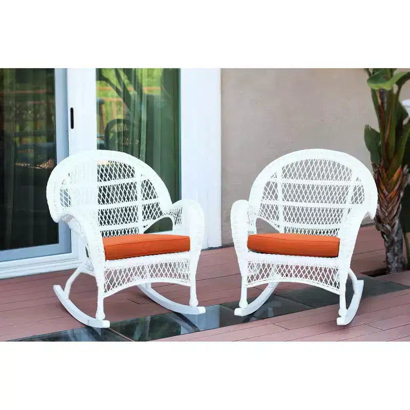 HomeStock Wicker Rocker Chair with Cushion - Set of 2