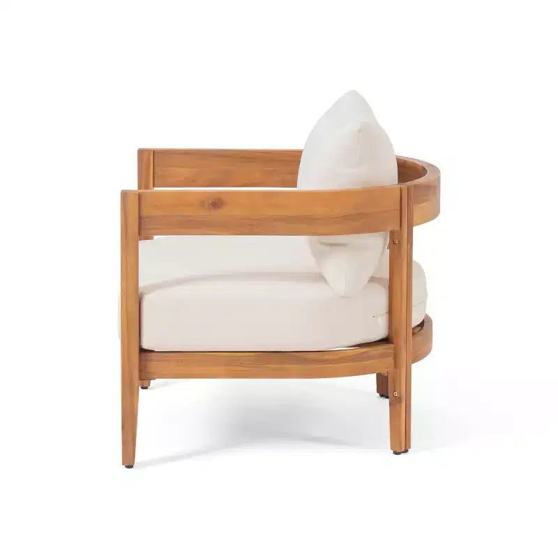 Christopher Knight Home Brooklyn Outdoor Acacia Wood Club Chair with Cushions (Set of 2), Teak/Beige