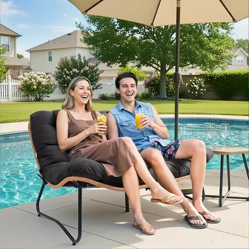 Crestlive Products Outdoor Patio Loveseat All-Weather Rattan With Soft Cushions For Balcony Poolside