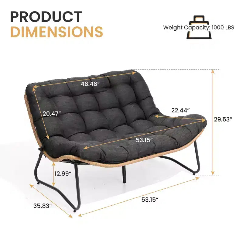Crestlive Products Outdoor Patio Loveseat All-Weather Rattan With Soft Cushions For Balcony Poolside