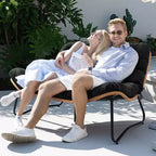 Crestlive Products Outdoor Patio Loveseat All-Weather Rattan With Soft Cushions For Balcony Poolside