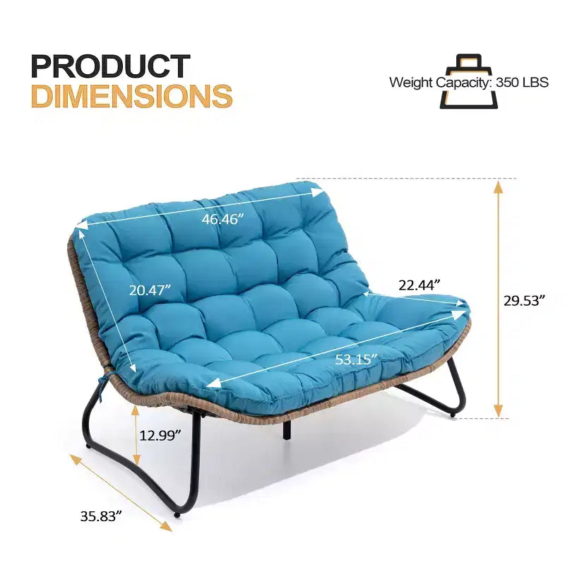 Crestlive Products Outdoor Patio Loveseat All-Weather Rattan With Soft Cushions For Balcony Poolside