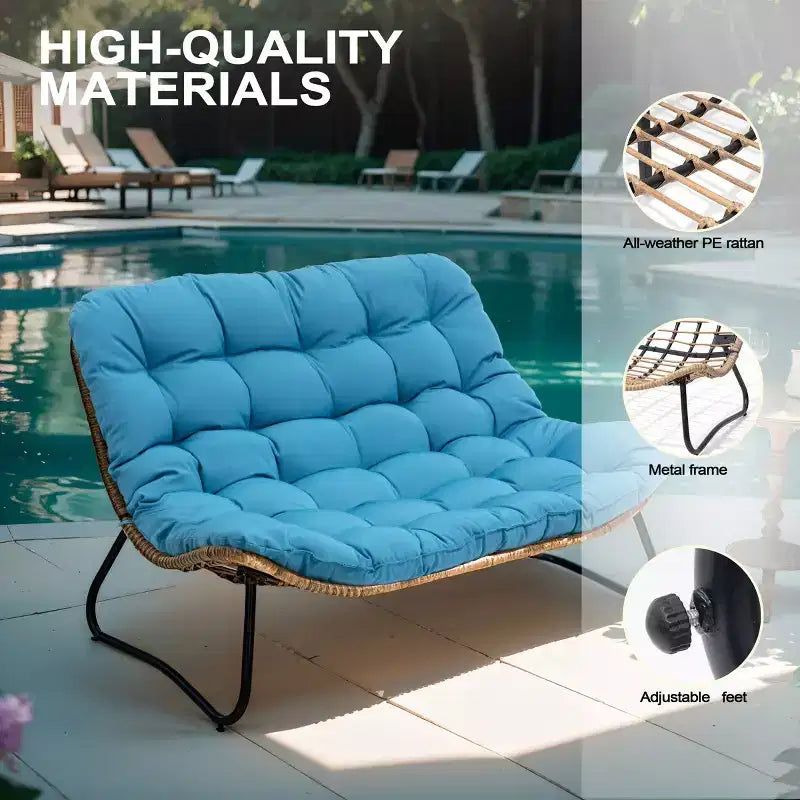 Crestlive Products Outdoor Patio Loveseat All-Weather Rattan With Soft Cushions For Balcony Poolside