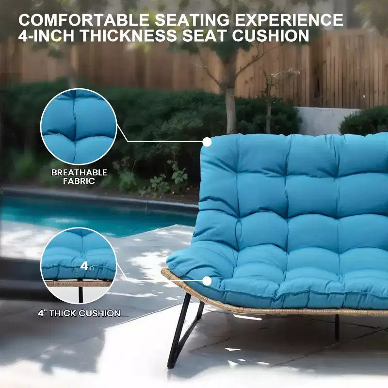 Crestlive Products Outdoor Patio Loveseat All-Weather Rattan With Soft Cushions For Balcony Poolside