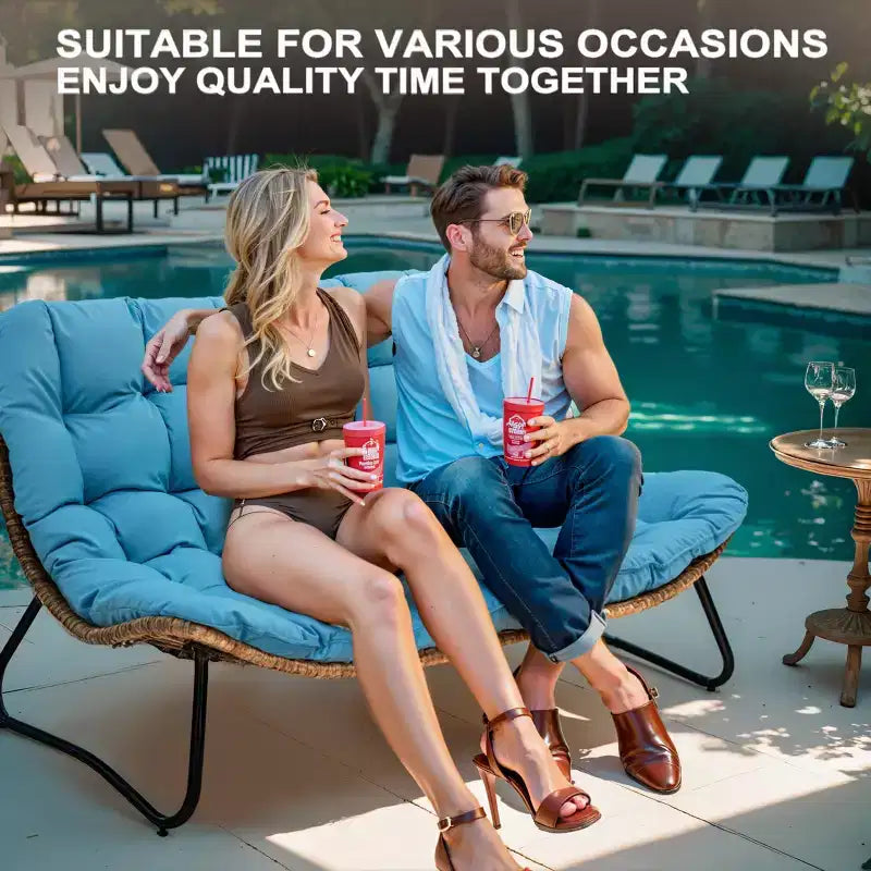 Crestlive Products Outdoor Patio Loveseat All-Weather Rattan With Soft Cushions For Balcony Poolside