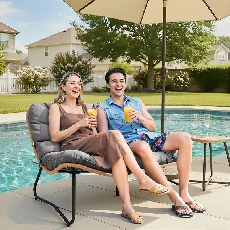 Crestlive Products Outdoor Patio Loveseat All-Weather Rattan With Soft Cushions For Balcony Poolside