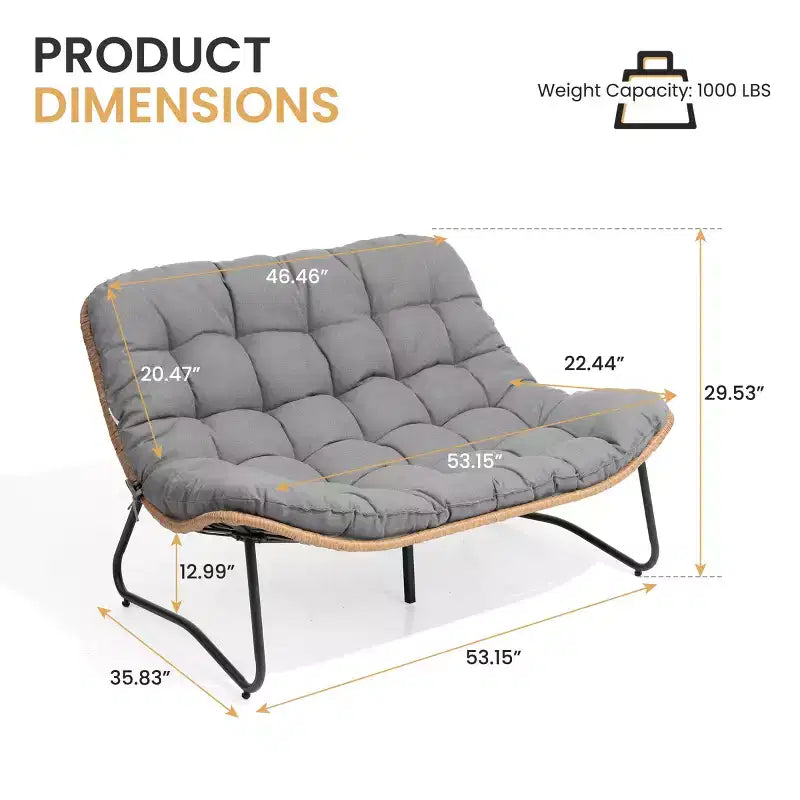 Crestlive Products Outdoor Patio Loveseat All-Weather Rattan With Soft Cushions For Balcony Poolside