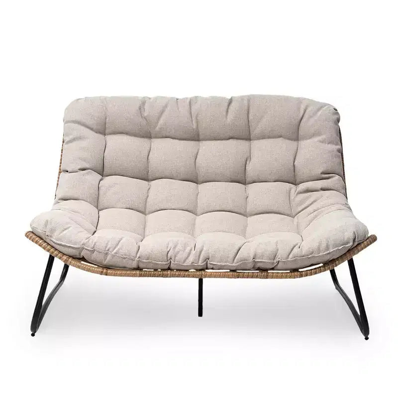 Crestlive Products Outdoor Patio Loveseat All-Weather Rattan With Soft Cushions For Balcony Poolside