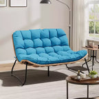 Crestlive Products Outdoor Patio Loveseat All-Weather Rattan With Soft Cushions For Balcony Poolside