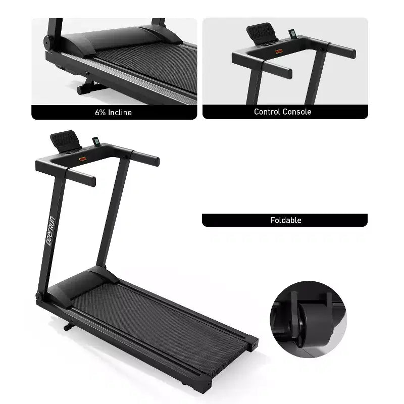 DeerRun A1 Pro+ Folding Treadmill with 6% Incline, Bluetooth Running Machine for Walking-Running
