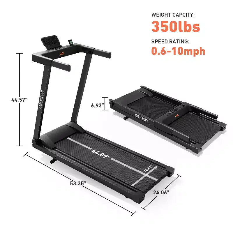 DeerRun A1 Pro+ Folding Treadmill with 6% Incline, Bluetooth Running Machine for Walking-Running