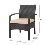 GDFStudio Kilburn Outdoor Wicker Club Chairs with Cushion (Set of 2)