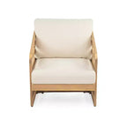 Christopher Knight Home Venteb Patio Slat Design Acacia Wood Upholstered Club Chair, Teak/Beige, Set of 4