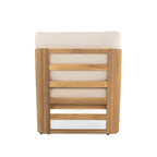 Christopher Knight Home Venteb Patio Slat Design Acacia Wood Upholstered Club Chair, Teak/Beige, Set of 4