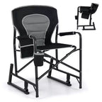 Costway Outdoor Rocker Camping Chair for Adults with Dual Springs Padded Back Black/Red