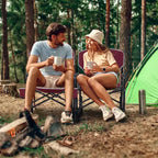 Costway Outdoor Rocker Camping Chair for Adults with Dual Springs Padded Back Black/Red