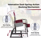 Costway Outdoor Rocker Camping Chair for Adults with Dual Springs Padded Back Black/Red