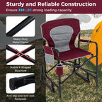 Costway Outdoor Rocker Camping Chair for Adults with Dual Springs Padded Back Black/Red