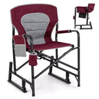Costway Outdoor Rocker Camping Chair for Adults with Dual Springs Padded Back Black/Red