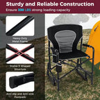 Costway Outdoor Rocker Camping Chair for Adults with Dual Springs Padded Back Black/Red
