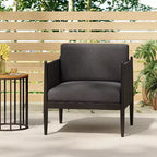 GDFStudio Elowen Outdoor Aluminum Frame Club Chair with Pencil Legs, Black