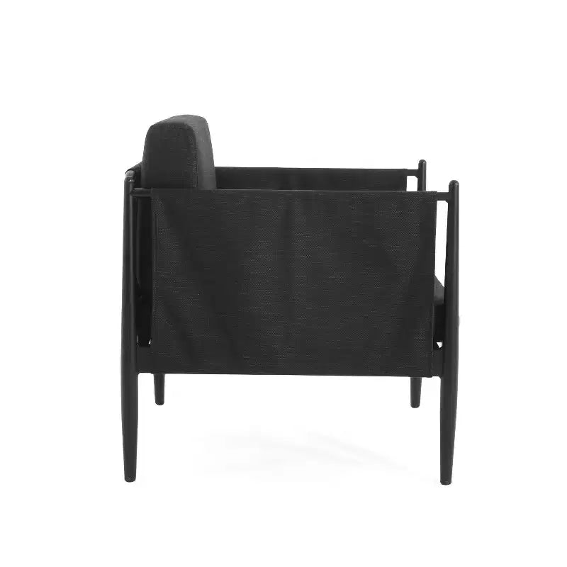 GDFStudio Elowen Outdoor Aluminum Frame Club Chair with Pencil Legs, Black