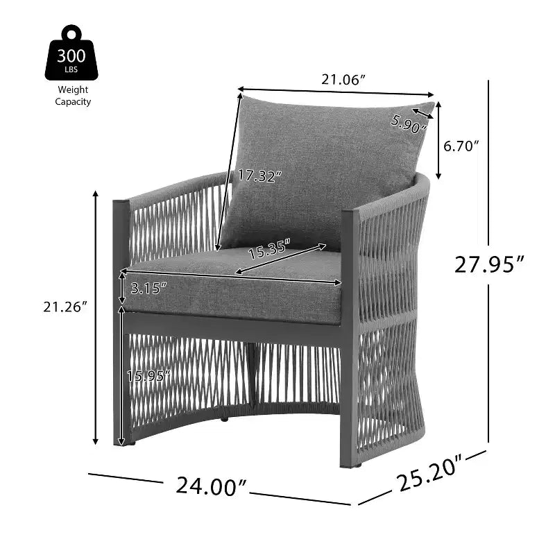 Christopher Knight Home Cassie Outdoor Aluminum Club Chair with Rope Accents