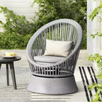 Christopher Knight Home Acheson Modern Outdoor Rattan and Iron Upholstered Accent Chair