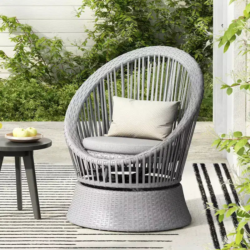 Christopher Knight Home Acheson Modern Outdoor Rattan and Iron Upholstered Accent Chair