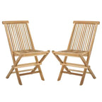 Marcus Teak Folding Chair Indoor/Outdoor (Set of 2) - PAT6600 - Natural - Safavieh