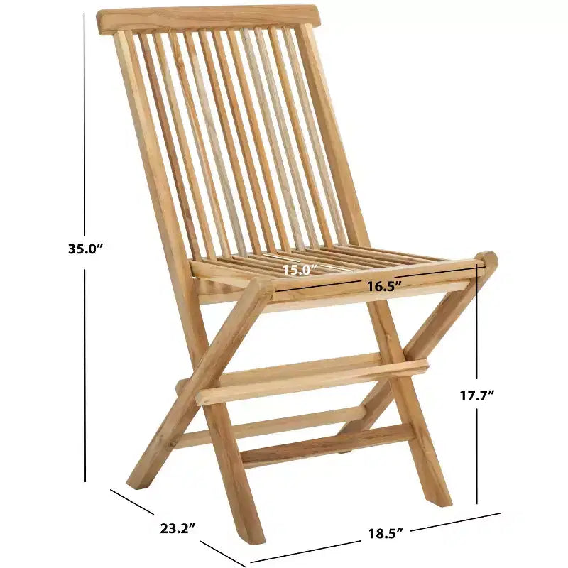 Marcus Teak Folding Chair Indoor/Outdoor (Set of 2) - PAT6600 - Natural - Safavieh