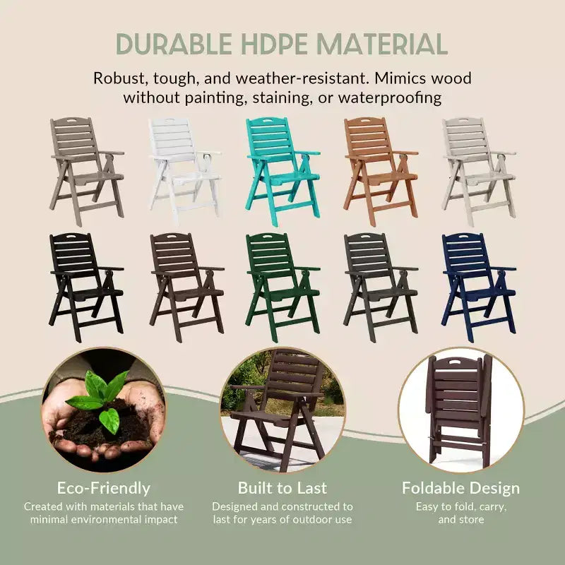 WestinTrends Malibu HDPE Adjustable Highback Folding Patio Dining Chair
