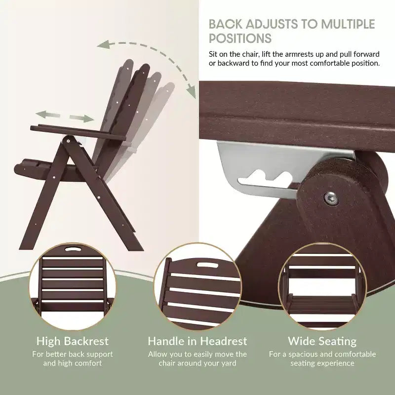 WestinTrends Malibu HDPE Adjustable Highback Folding Patio Dining Chair