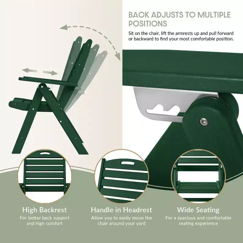 WestinTrends Malibu HDPE Adjustable Highback Folding Patio Dining Chair