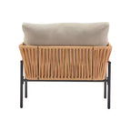 36W Patio Accent Chair Lounge Chair Arm Chair with Cushions, Pillows and Stylish Rope-Weave Design, Iron, Beige+Grey/Natural-ModernLuxe