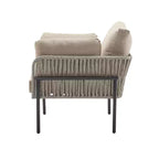 36W Patio Accent Chair Lounge Chair Arm Chair with Cushions, Pillows and Stylish Rope-Weave Design, Iron, Beige+Grey/Natural-ModernLuxe