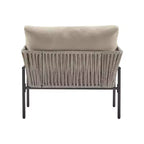 36W Patio Accent Chair Lounge Chair Arm Chair with Cushions, Pillows and Stylish Rope-Weave Design, Iron, Beige+Grey/Natural-ModernLuxe