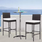 FDW 2 Piece Outdoor Bar Chairs 30 Wicker Patio Stools with Footrest & Weather Resistant, Brown