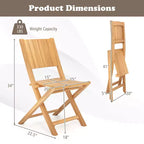 Costway 2/4 PCS Folding Patio Chairs with Inclined Backrest Teak Wood Outdoor Dining Chairs