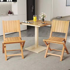 Costway 2/4 PCS Folding Patio Chairs with Inclined Backrest Teak Wood Outdoor Dining Chairs
