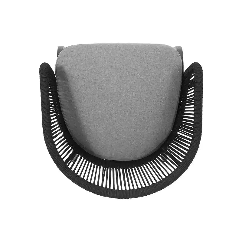 Christopher Knight Home Laguna Outdoor Rope Club Chairs with Cushion (Set of 2), Black/Gray
