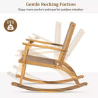 Whisen 2 Pieces Patio Rocking Chair Set, Acacia Wood Outdoor Rockers with Wicker Rattan Seat & Backrest
