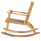 Whisen 2 Pieces Patio Rocking Chair Set, Acacia Wood Outdoor Rockers with Wicker Rattan Seat & Backrest