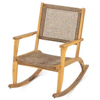 Whisen 2 Pieces Patio Rocking Chair Set, Acacia Wood Outdoor Rockers with Wicker Rattan Seat & Backrest