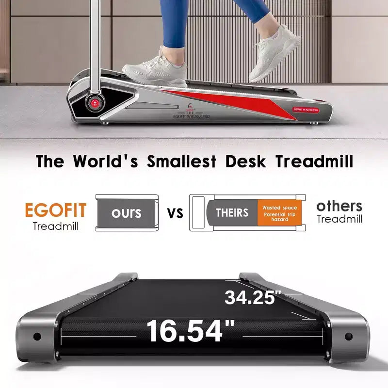 EGOFIT Walker Plus M1T -Cool Grey, 2-In-1 Folding Treadmill, Walking & Jogging