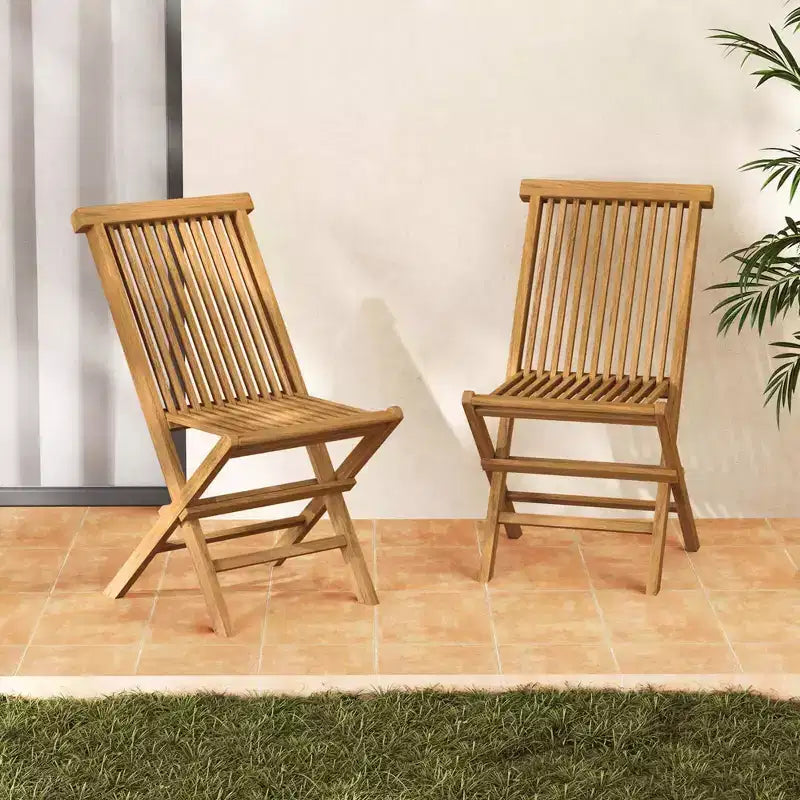 Costway Patio Chairs Set of 2/4 with Slatted Seat & Backrest No Assembly Needed for Poolside
