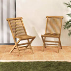 Costway Patio Chairs Set of 2/4 with Slatted Seat & Backrest No Assembly Needed for Poolside