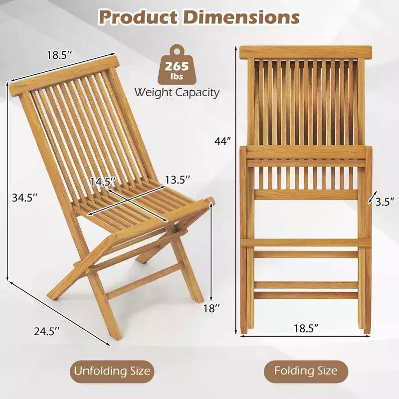 Costway Patio Chairs Set of 2/4 with Slatted Seat & Backrest No Assembly Needed for Poolside
